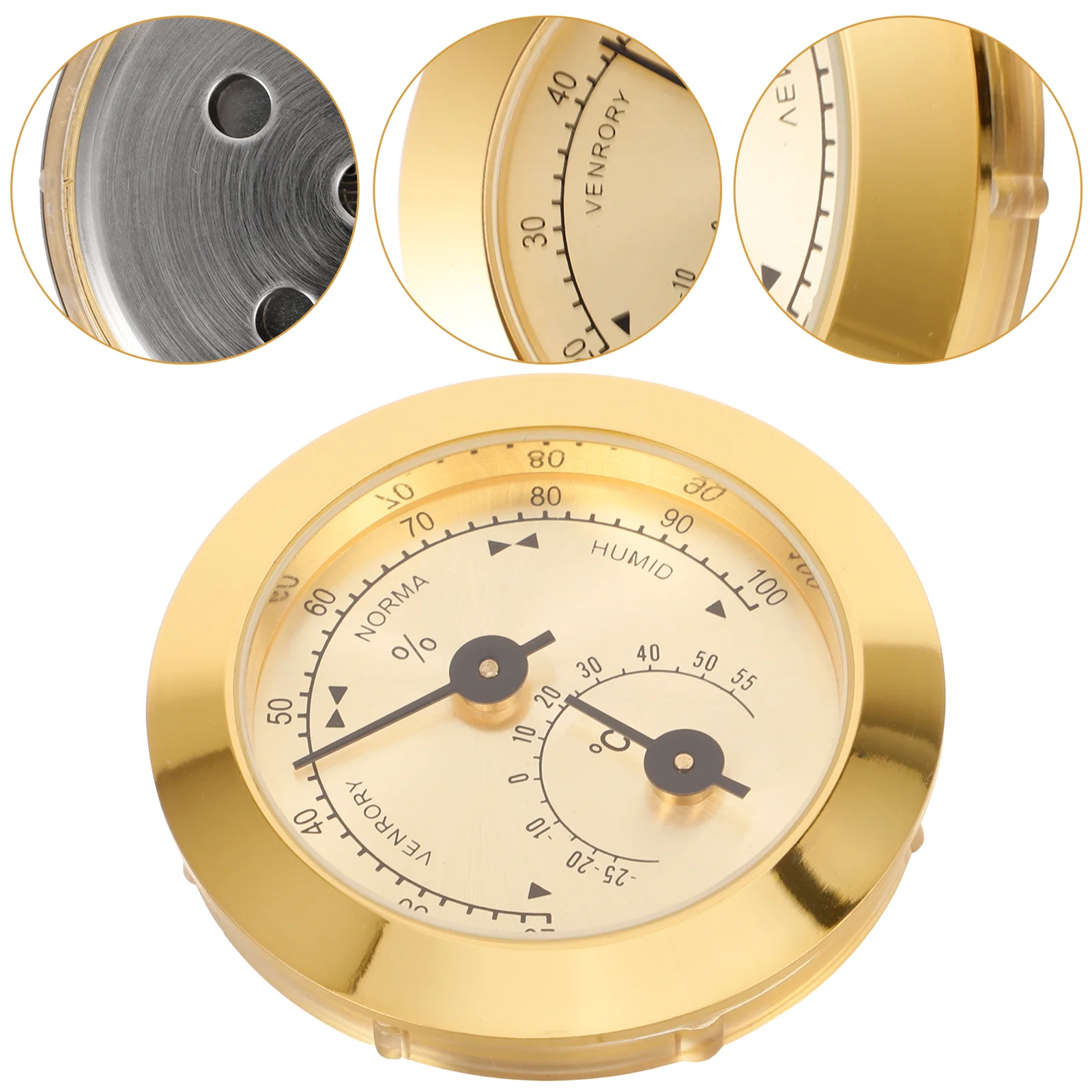 

50MM Full Hygrometer Temperature Humidity Gauge for Guitar Acoustic Instrument Care ABS Zinc Alloy Easy Installation