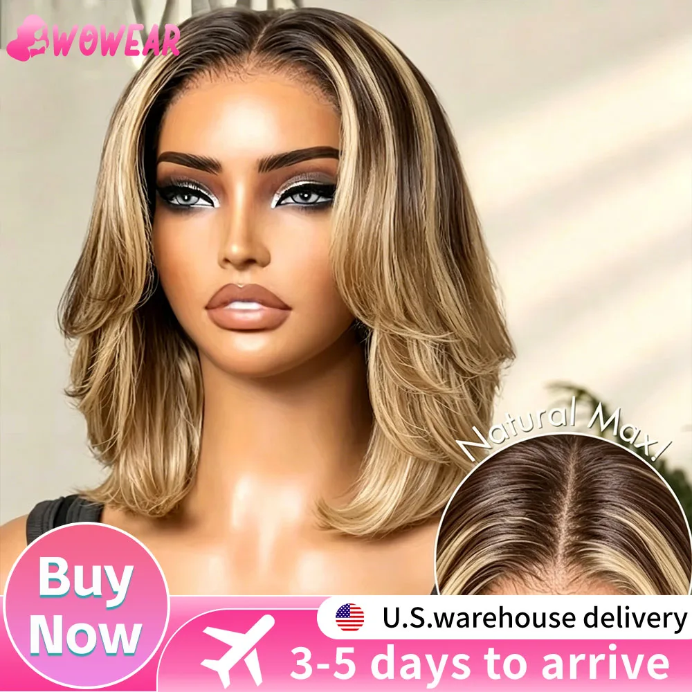 

Парик Bob Wig с многослойной стрижкой, 5x5, с кружевной застежкой, светлый с мелированием, короткий прямой, плотность 220%, цвет 4/27, парик с кружевной передней частью, из натуральных волос