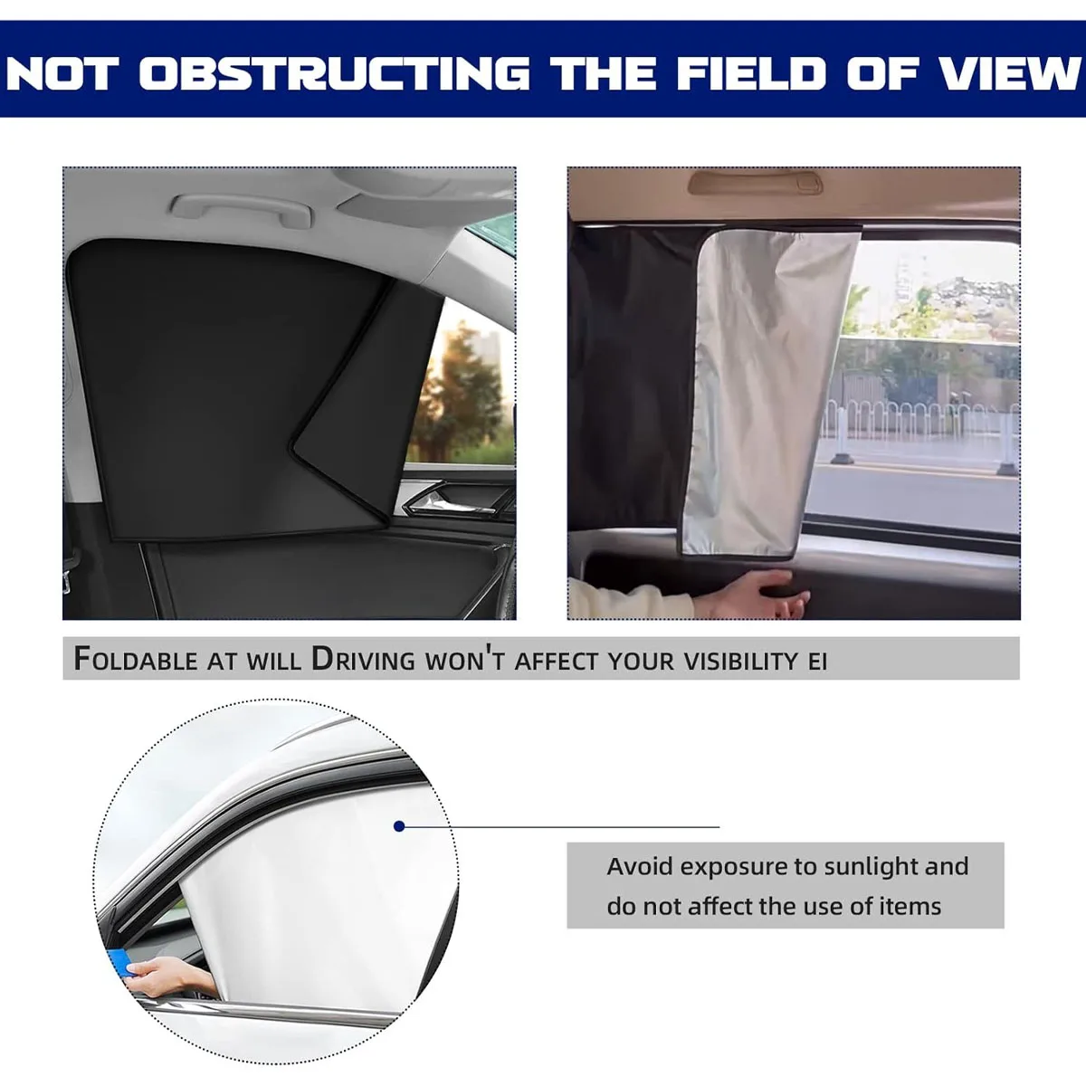Einziehbarer Sonnenschutz für die Seitenfenster des Autos, magnetischer Sichtschutz, UV-Schutz und Verdunkelung, hält Sie diesen Sommer kühl. – Detail 6