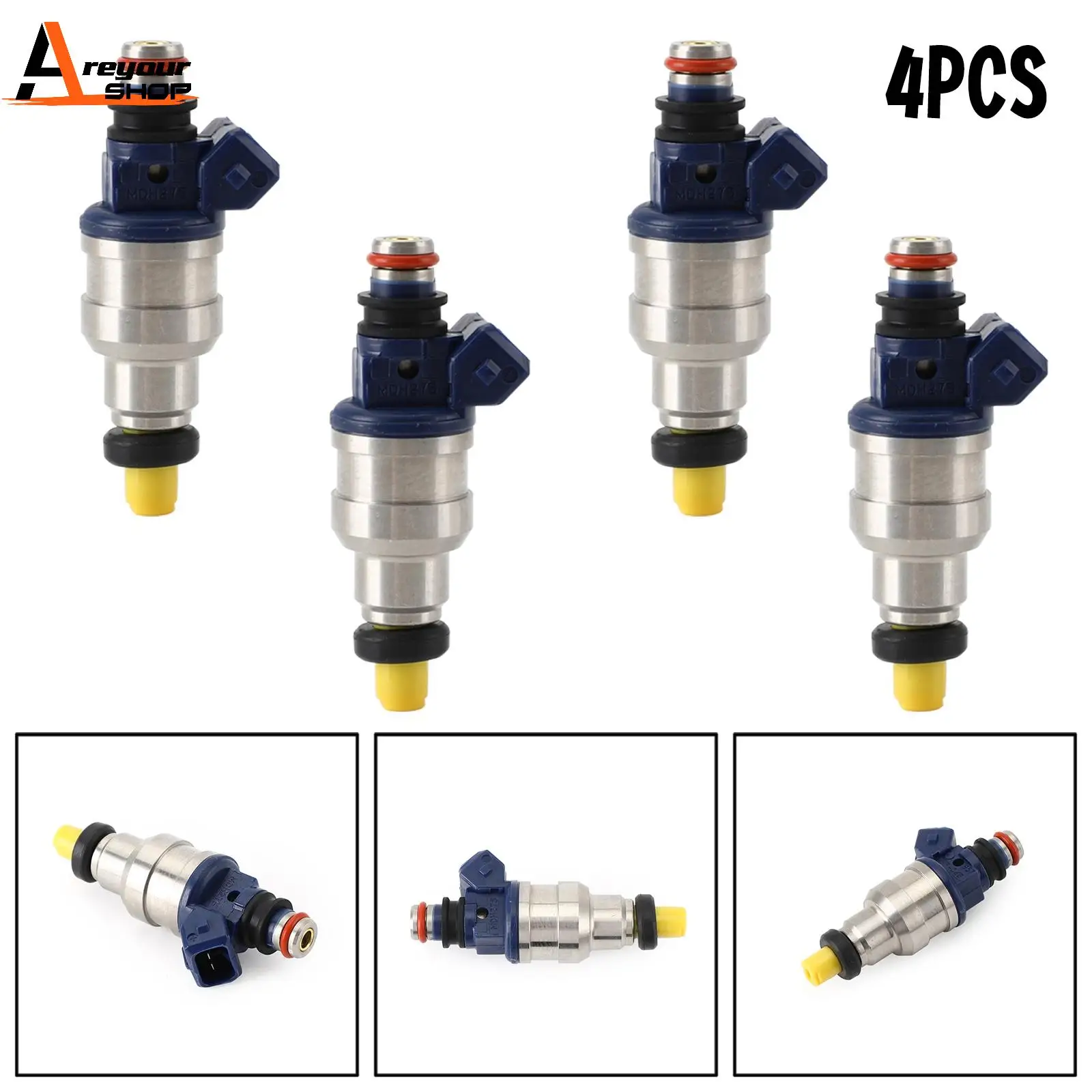 Areyourshop 4Pcs Fuel Injectors Fit For MITSUBISHI ECLIPSE SPYDER L4 2.4 1999-1996 GALANT DE 1998-1994 842-12147 MDH275 Car