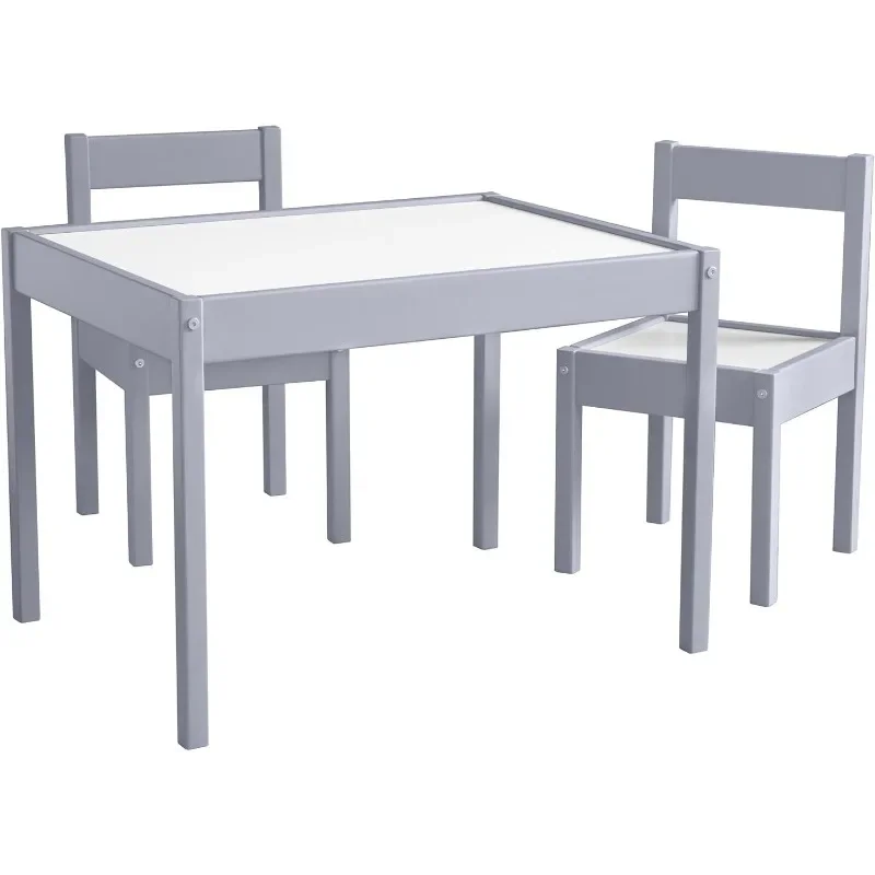 3-Piece Kiddy Table & Chair Kids Set, Grey