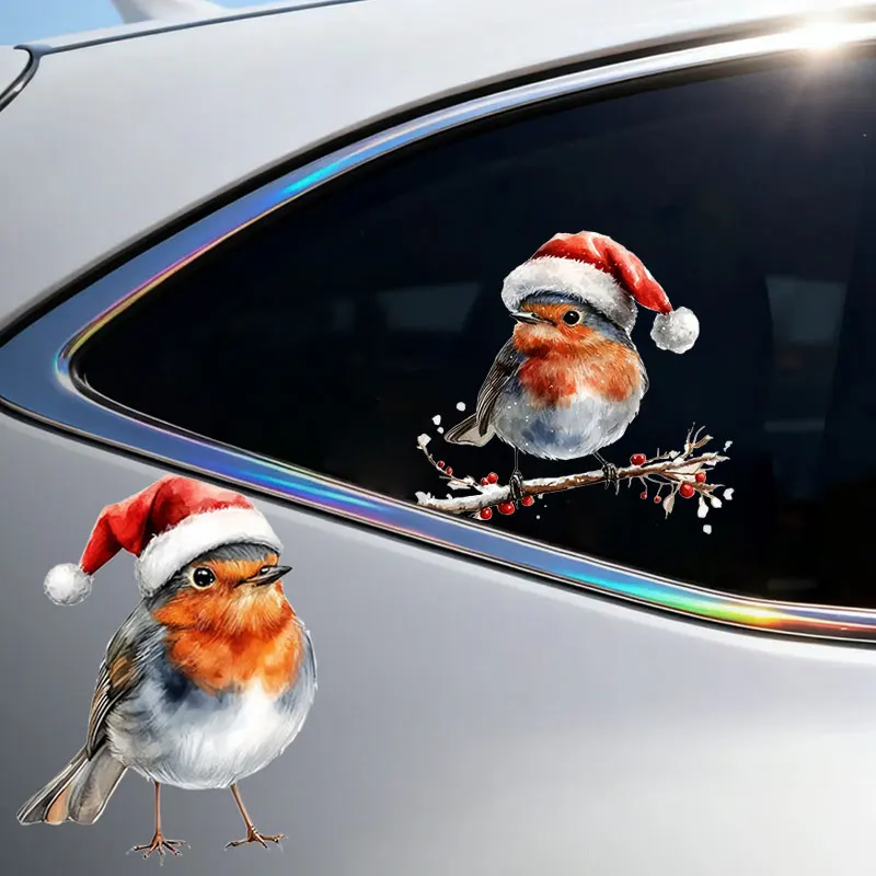 4 Stück/1 Blatt Weihnachtsvögel Fensterglas-Aufkleber, selbstklebende Wand-Vinyl-Aufkleber, dekorative festliche Heimdekoration, wasserdicht