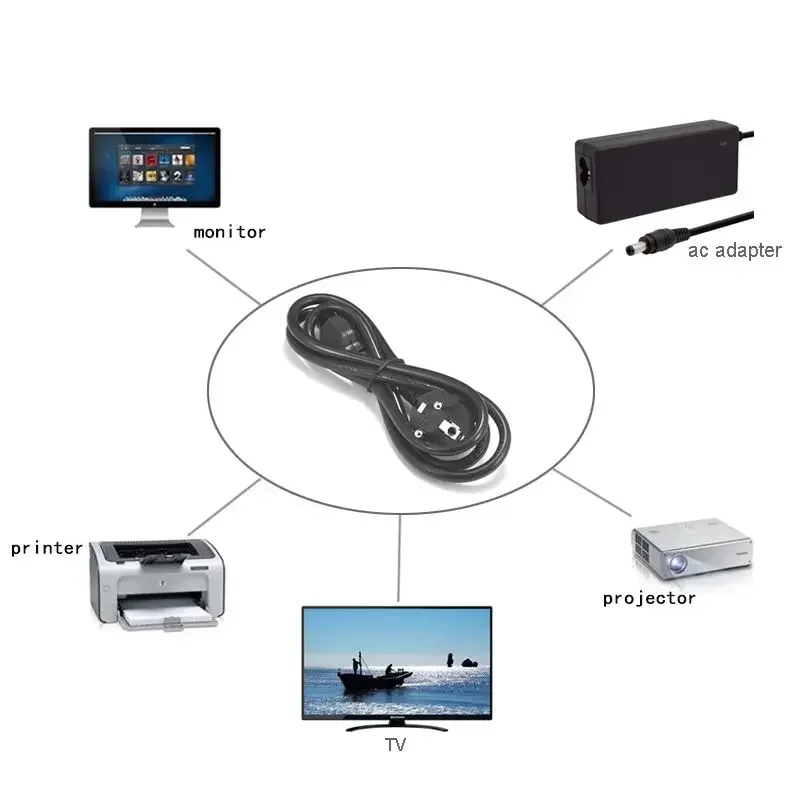 IEC320 C5 Cable EU Extension Cord 2 Pin Power Cord Power Supply Cable 220V For PC Computer Printer Sony Lenovo Samsung Adapter