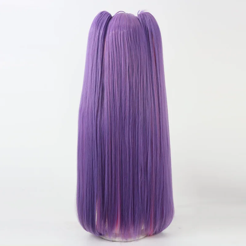 Tokoyami Towa Cosplay Wig Vtuber Purple Pink Long 80cm Synthetic Hair Heat Resistant Halloween Role Play Party Carnival +Wig Cap view 5