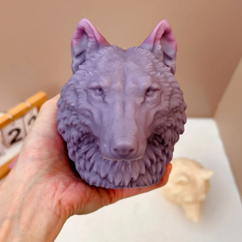 Wolf Head Silicone Mold 3D Animal Wolf Statue Candle Mold Aromatherapy Soap