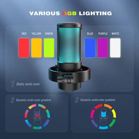 FIFINE A8 RGB студийный микрофон с подсветкой и высоким качеством звука — внешний вид товара