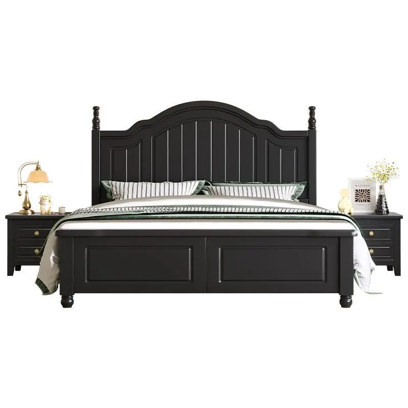 الأمريكية الرجعية الخشب الصلب جديد أسود حديث بسيط مزدوج غرفة نوم رئيسية واحدة الأميرة الزفاف شقة صغيرة