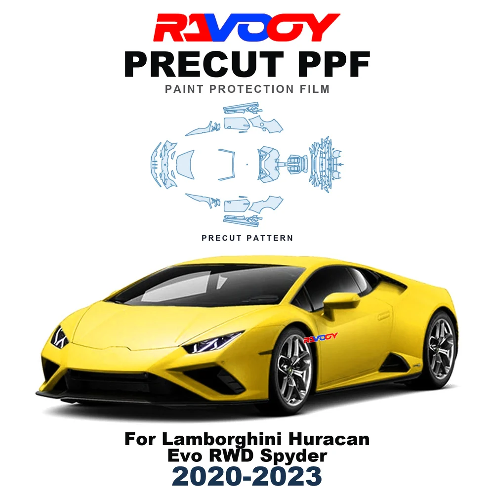 Precut PPF For Lamborghini Huracan Evo RWD Spyder 2020-2023 8.5mil TPU Paint Protection Film Hood Bonnet Bumper Headlight Door