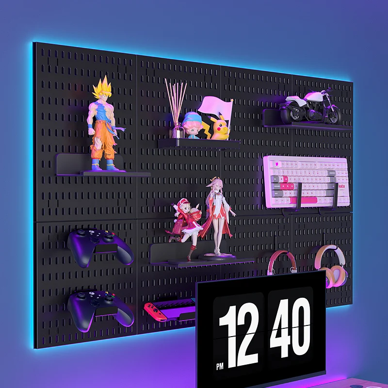 Wall-mounted Pegboard, Drill-free Storage Organizer For Home & Office Electronics, Suitable For Keyboard, Mouse Arrangement
