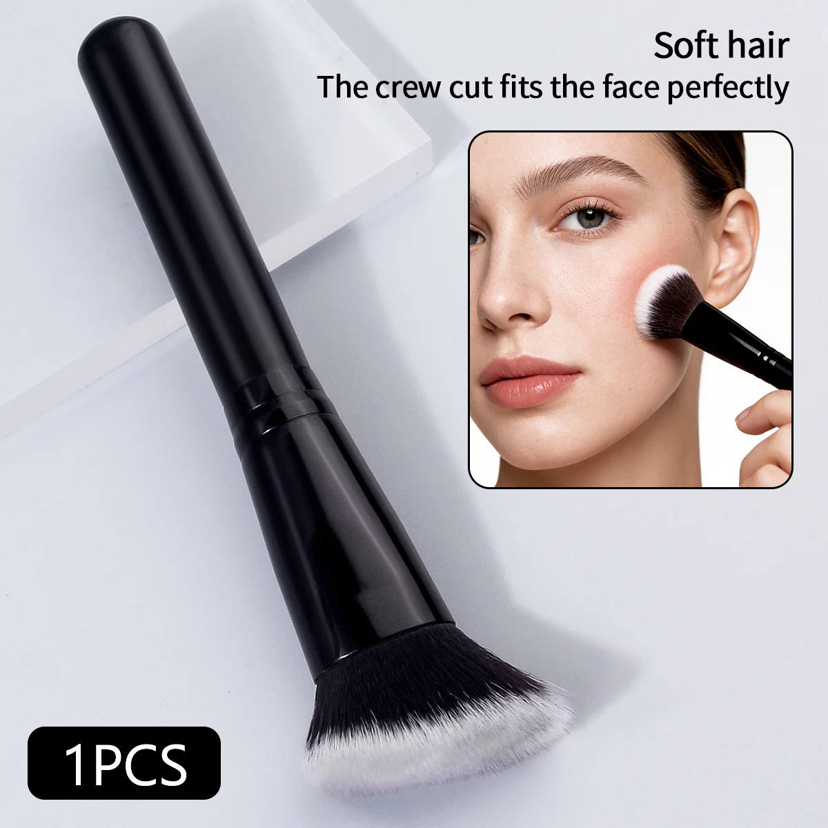 1-delige zachte, schuine blushborstel, bijpassende borstel, losse borstel, settingborstel, verfrissende handmake-upborstel, schoonheidstools