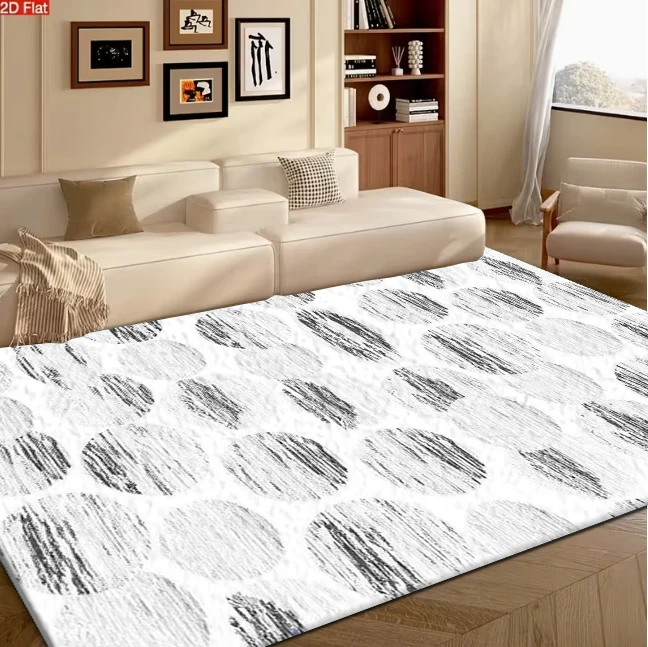 Grey Textured Oval Dot Carpet Flooring, Simple Minimalist Non-Slip Area Rug for Living Room Bedroom Home Decor