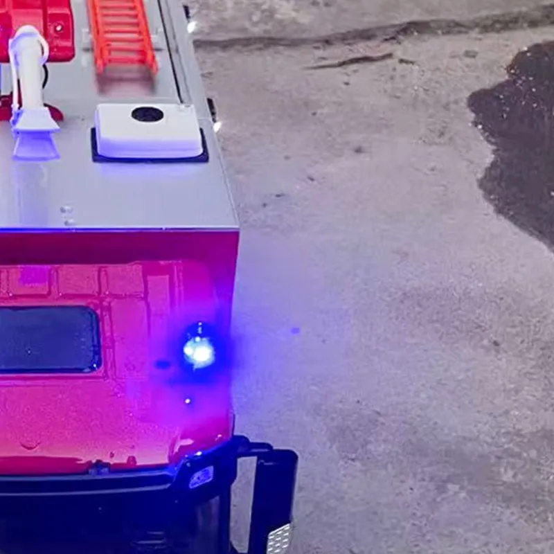 

1/14 4*4 Remote Control Fire Fighting Truck Assembled 2Speed Gearbox Light Sound System Metal Axles Flysky ST8 Radio Vehicle Toy