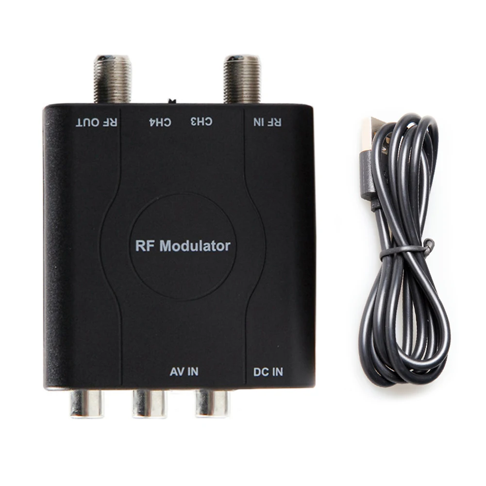 

Audio And Video RF Output Instrument Part HD Video Output 62 * 63 * 25mm AV To RF Converter Adjustable Output Channel