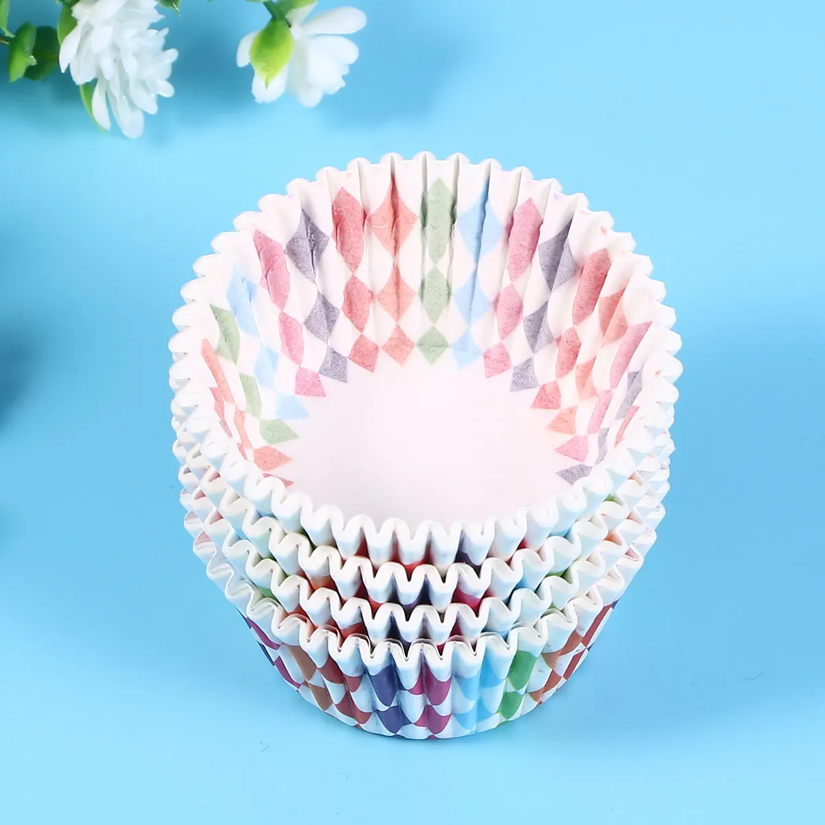 100Pcs Paper Cupcake Wrappers Heat Resistant Colorful Design Perfect for Wedding Baby Shower Birthday Party Cup Cake Paper