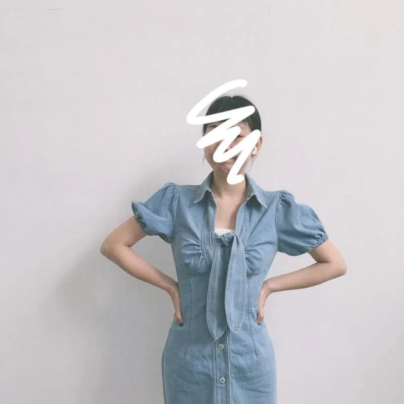Summer 2025 Hollow Out Lace-up Women's Dress Puff Sleeve Mini Chic Dresses For Women Female Clothing Denim Dress Clothes SL430