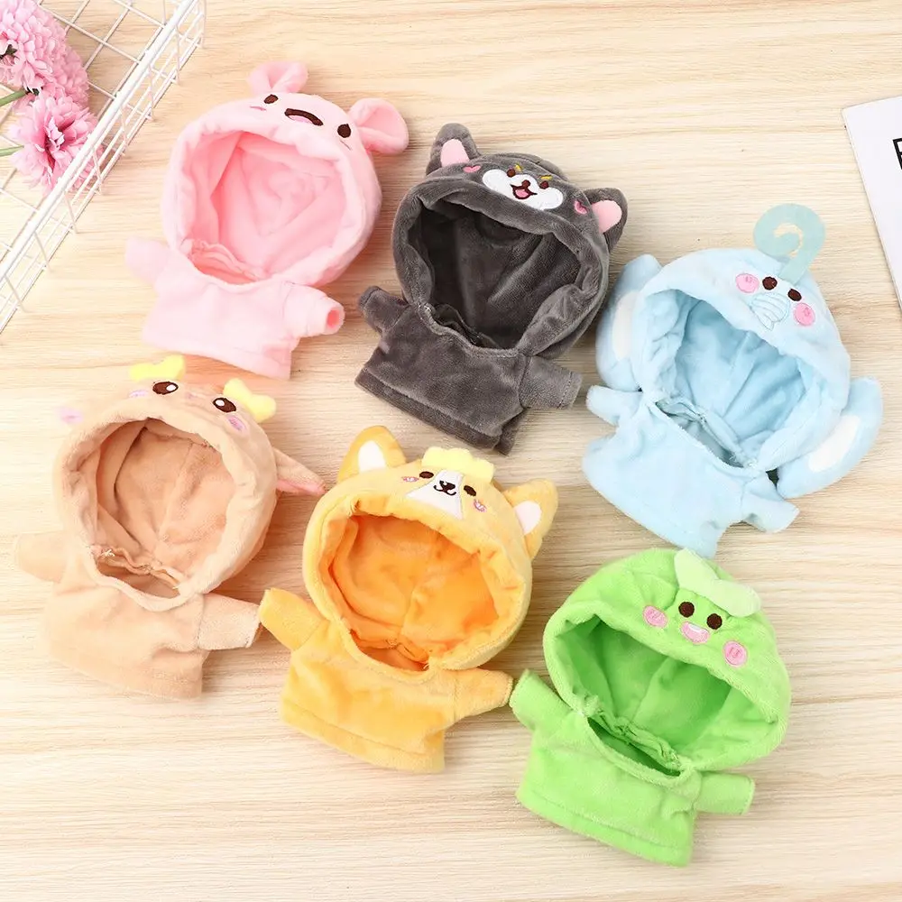 Doll Clothes Mini Hoodies Suspender Pants Cartoon Plush Shoes for 20cm Cotton Stuffed Doll for Plush Idol Doll Changing Dressing