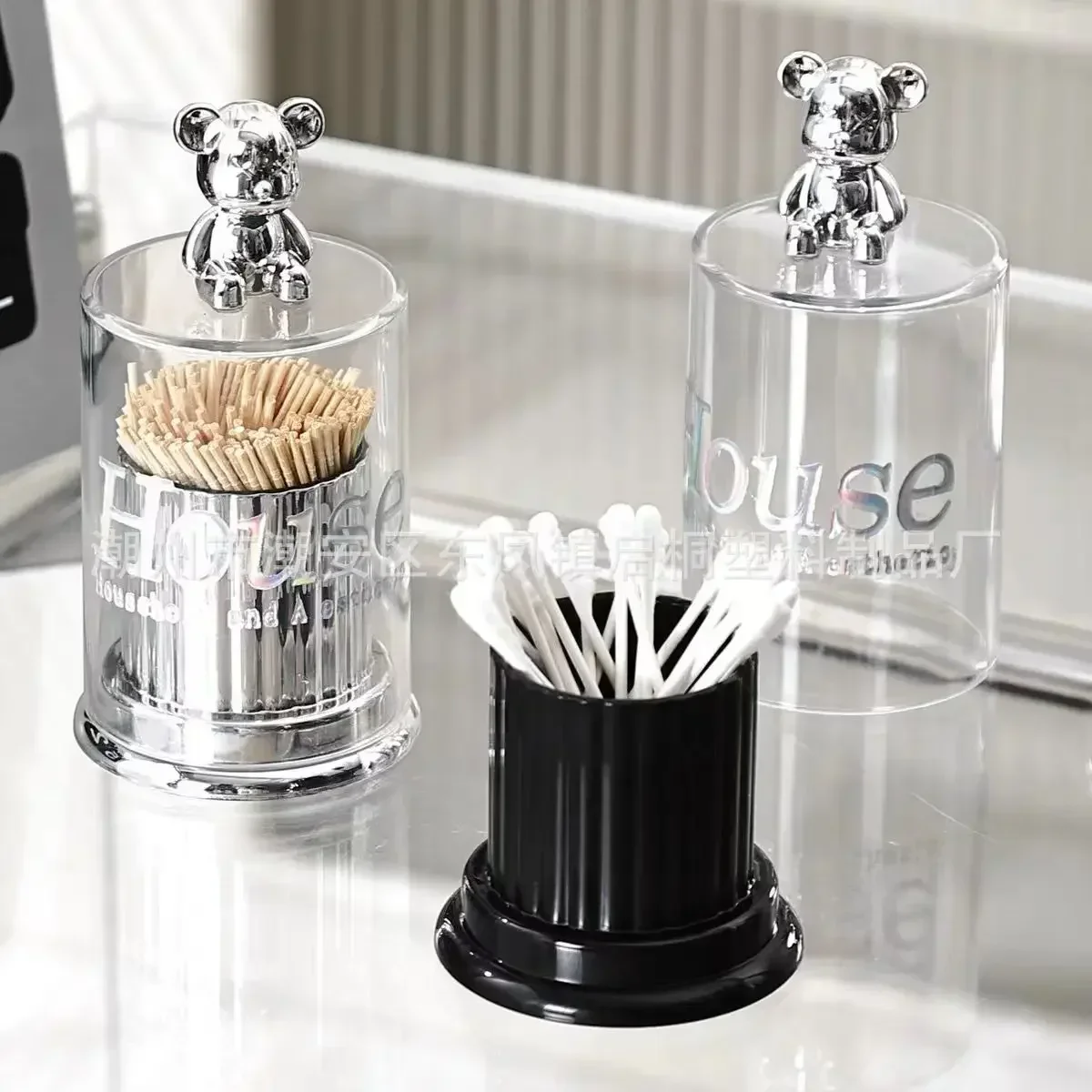 Creative Bear Toothpick Box Cotton Swab Storage Box Toothpick Holder Container Toothpick Dispenser Kitchen Storage Gadgets