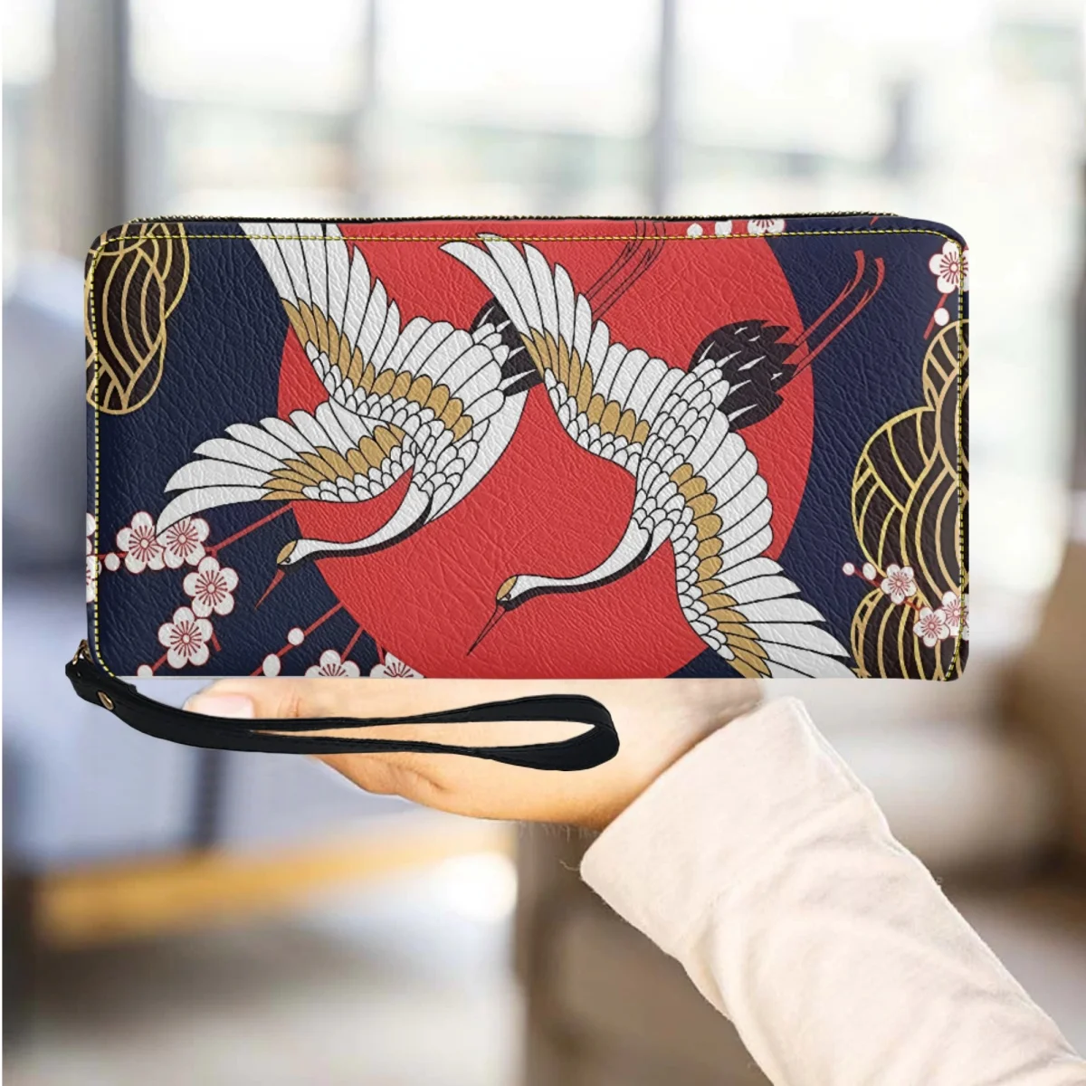 

Coin Purse Female Portable Vintage Crane Luxury Designer Popular Girls Clutch Gift Long Wristband Zipper Casual Wallet Bolsas