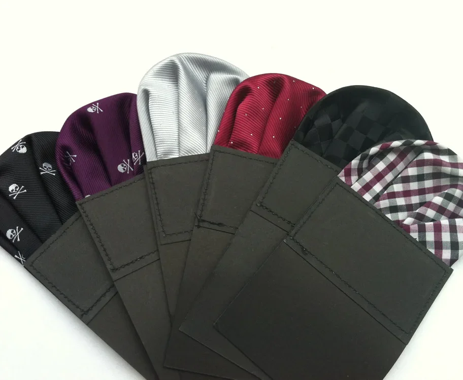 Men\'s Pre-folded Pocket Square Solid Polka Dots Handkerchiefs 17 Colors Gentleman Formal Wedding Party Business Chest Towel