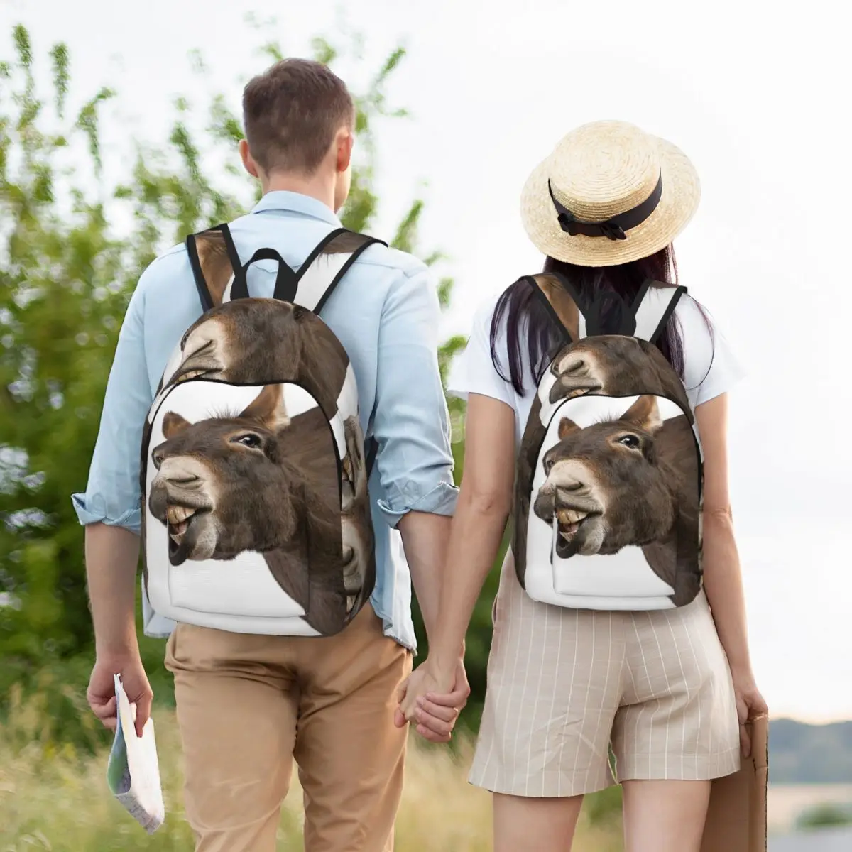 

Super Cute Smiling Donkey Student Backpack School Bag Hiking Travel Daypack for Men Women Bookbag Shoulder Bags