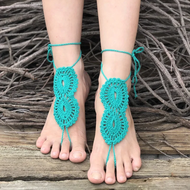 Hot Selling European and American Foot Chains Pure Cotton Handmade Crochet Dance Yoga Special Foot Accessories