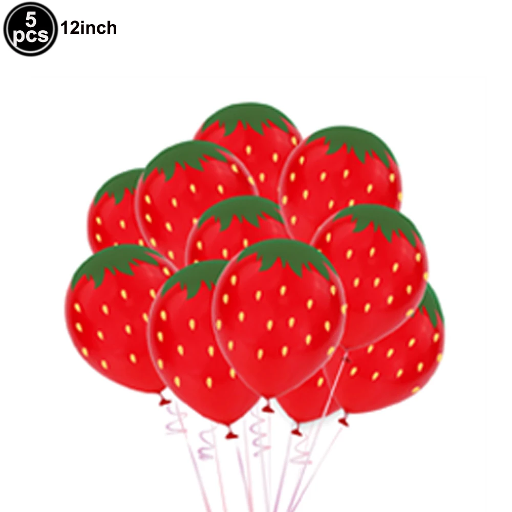 5/100 stücke Erdbeere Themen Party Decor Ballon Nette Erdbeere Latex Ballon Kinder Geburtstag Baby Dusche Obst Party Liefert 12'' – Detail 2