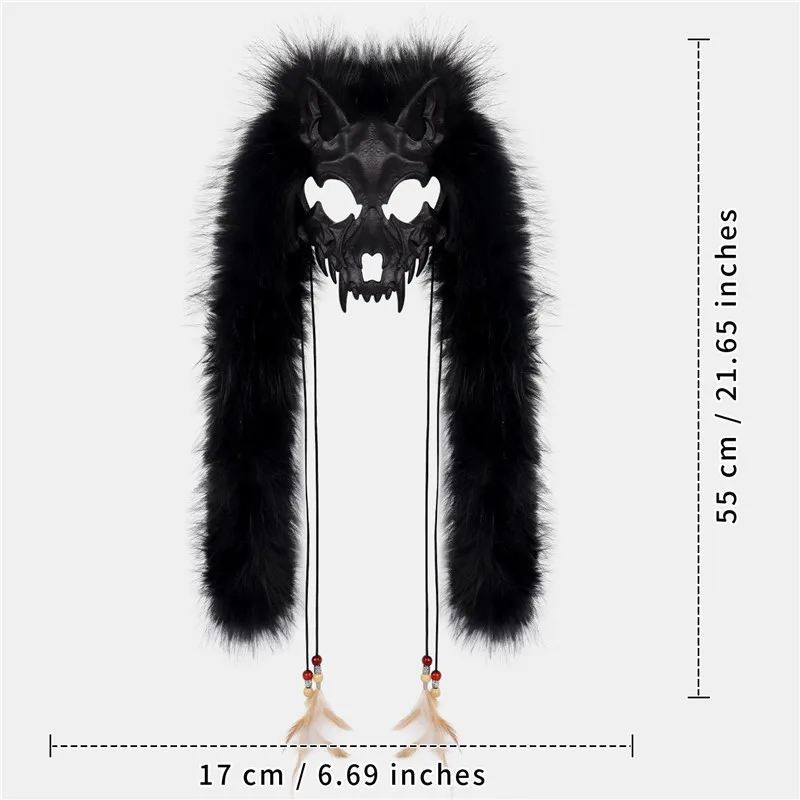 Long Haired COS Werewolf Mask for Halloween Cosplay Party Props Kids Gift Fox Mask Cosplay Role Playing Horror Masks Costumes