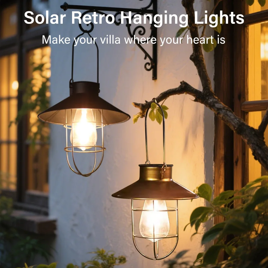 

Солнечный ретро фонарь для кемпинга, водонепроницаемый винтажный ночник, портативный уличный подвесной светильник для палатки, светодиодная люстра для сада, двора