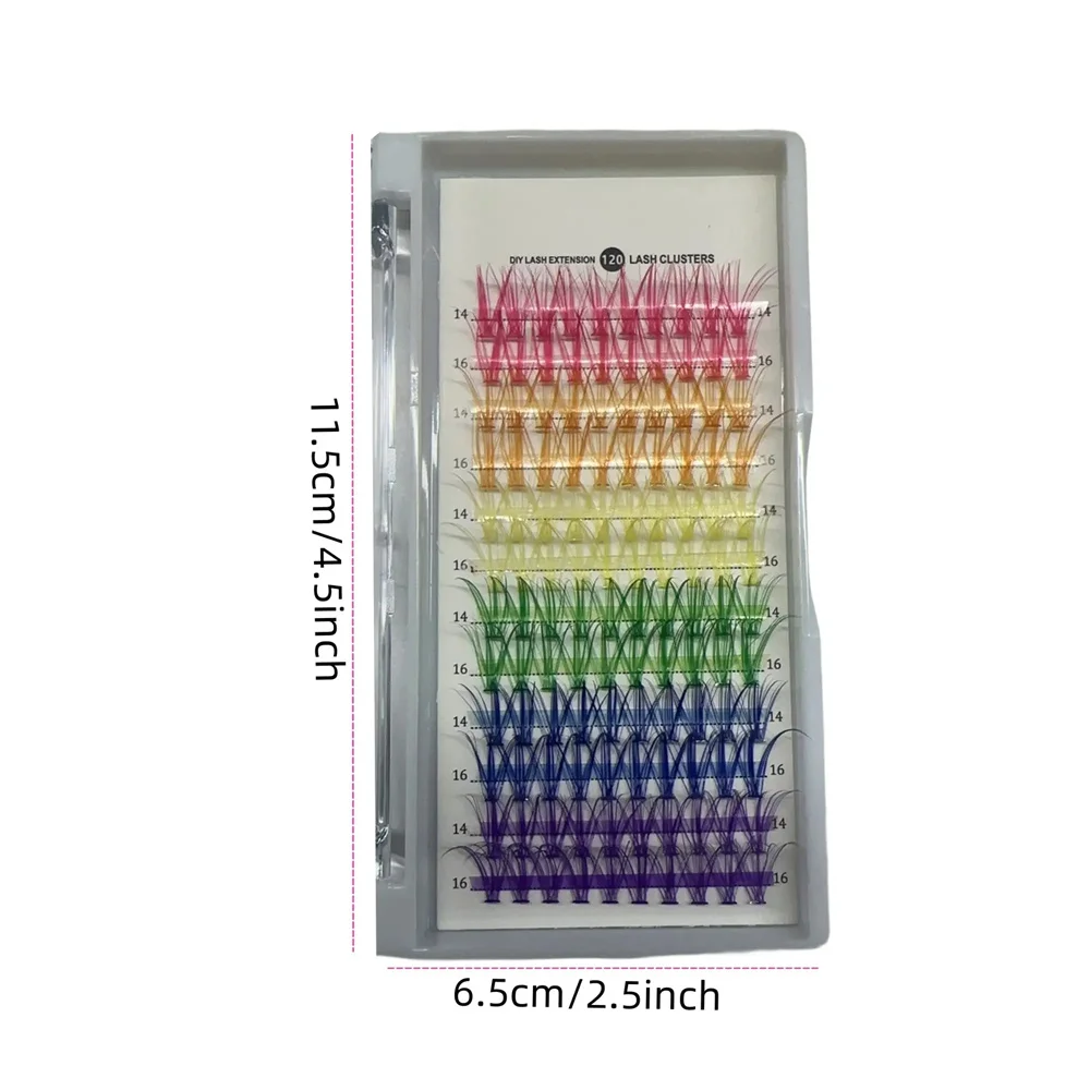 120 clusters of 6-color eyelash clusters, colored eyelash clusters, individual eyelashes, D-roll colored false eyelashes