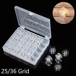 25/36 Grid Useful Plastic Tools Case Sewing Thread Set Thread Bobbin Spools Storage Box Empty Bobbins