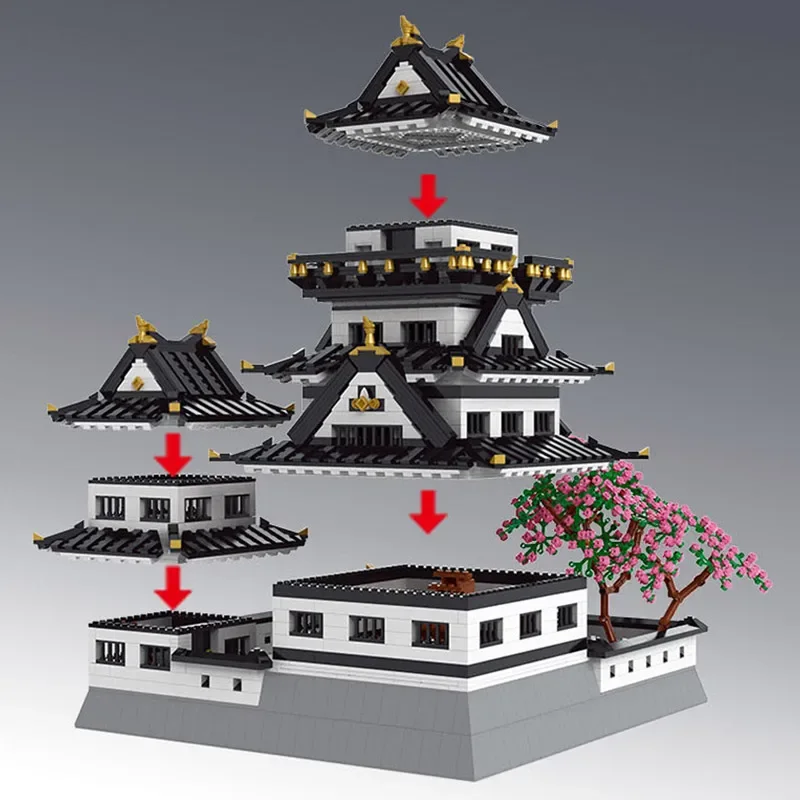 Himeji Model zamku klocki MOC 22006 styl japoński miasto modułowa architektura klocki pomysły zestaw zabawek prezent dla dzieci chłopców dziewcząt