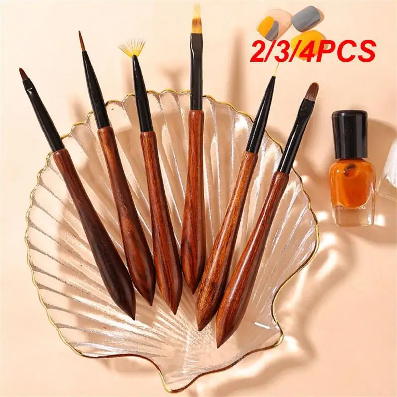 2/3/4PCS Flower Line Drawing Pen Soft Wooden Handle Beauty Gradient Halo Dye Pen Comfortable Multifunction Nail Brush Smooth