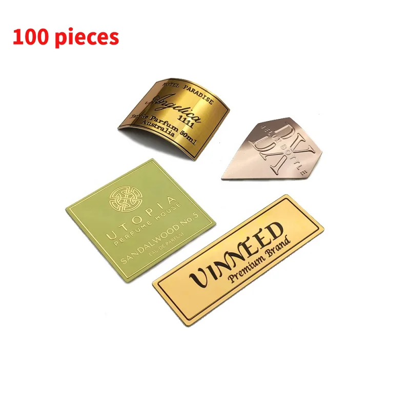 10 0.Zhang.Custom.Custom Design Embossed Metal Perfume Package Label Trade Mark Logo Sticker Perfume