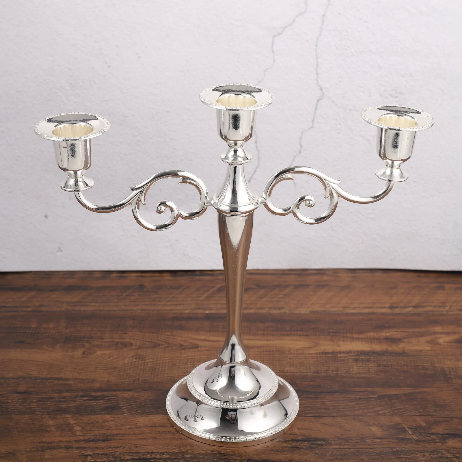 Elabra rétro à 3 bras en métal, argent, or, noir, bronze, ci-après, décoration de mariage et de maison