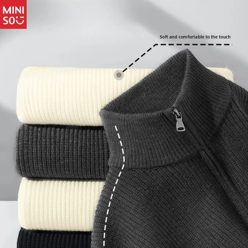   Herren-Pullover mit halbem Reißverschluss, Strickwaren im Herbststil, luxuriöse Freizeitjacke für den Außenbereich