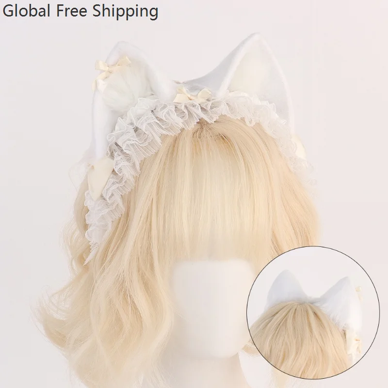 Halloween rendas orelhas de gato bandana bonito meninas artesanal orelhas animais lolita arco bandana adereços em quadrinhos cosplay anime animal orelha 2025