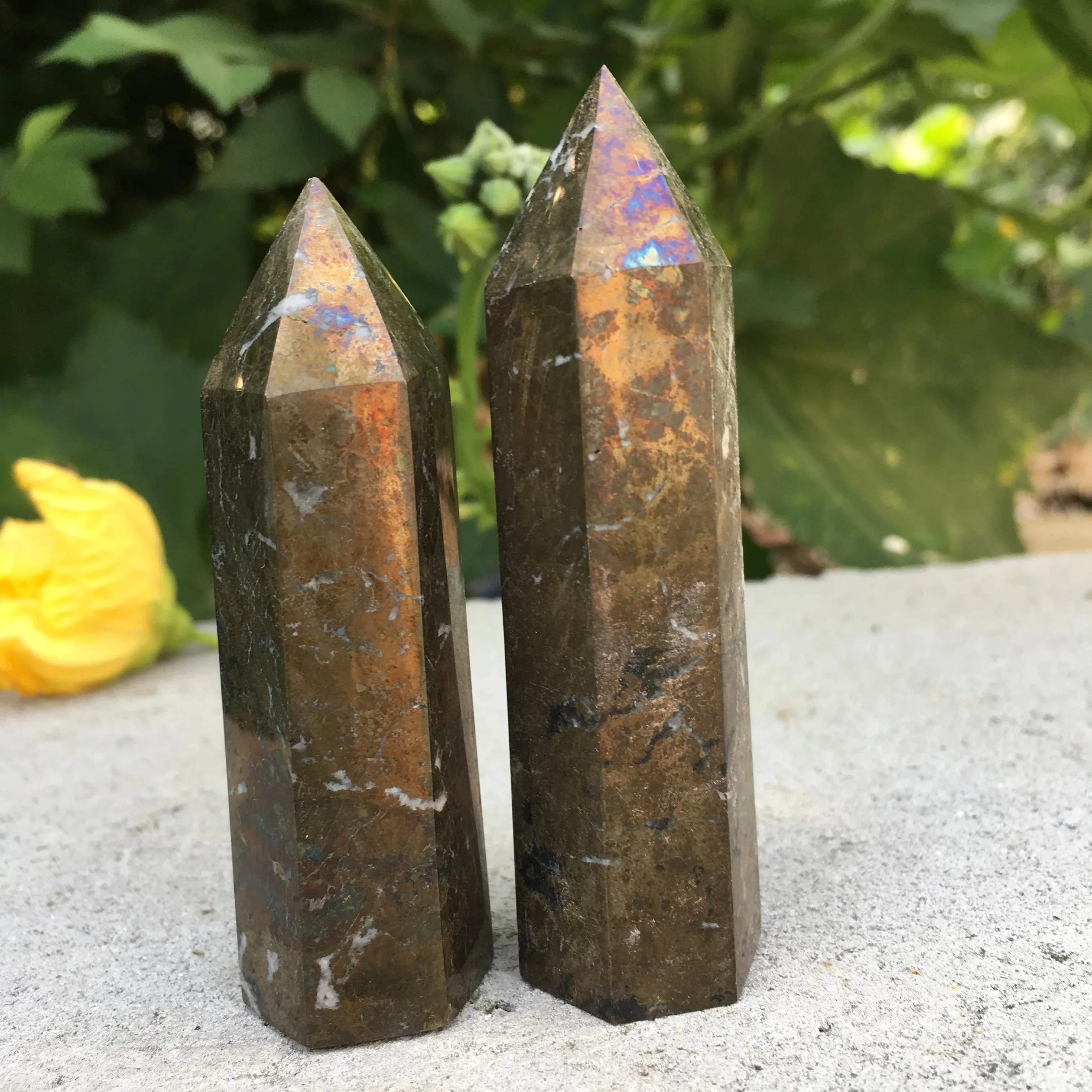 RareNatural Copper Pyrites Wand Healing Crystal Six Siege Point Minerale Gemstone Obelisk Home Art Decoration Reiki Chakra Gift