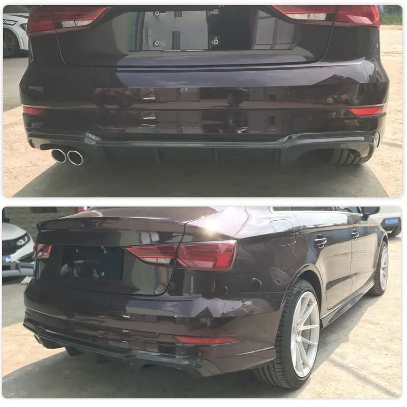 Carbon Fiber Rear Bumper Diffuser Lip Spoiler for Audi A3-Sline S3 Sedan 2017 2018 Car Racing Rear Apron Lip Guard Body Kit