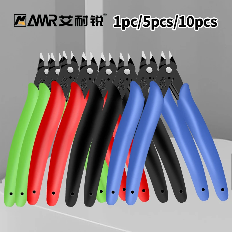 1/5/10pcs 130mm Wishful Clamp DIY Electronic Diagonal Pliers Side Cutting Nippers Wire Cutter 3D printer parts black/red pliers