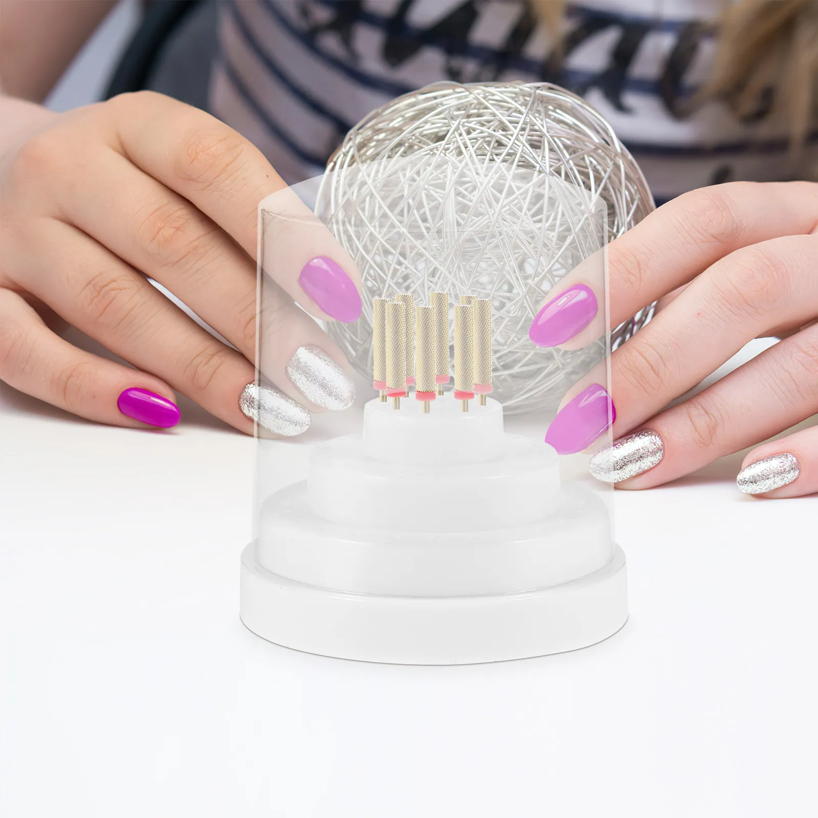 

Nail Drill Bits Organizer Plastic Dustproof Storage Box for Grinding Heads Polishing Tips Manicure Tool Display Box Nail Art