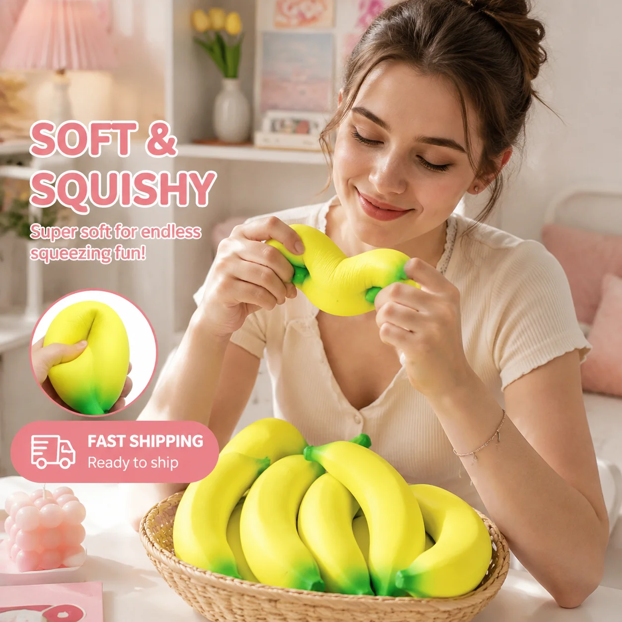 Jumbo Squishy Banana Toys Slow Rising Squishy Fruit Squeeze Toy Funny Stress Reliever Reduce Pressure Antistress Prop Gift