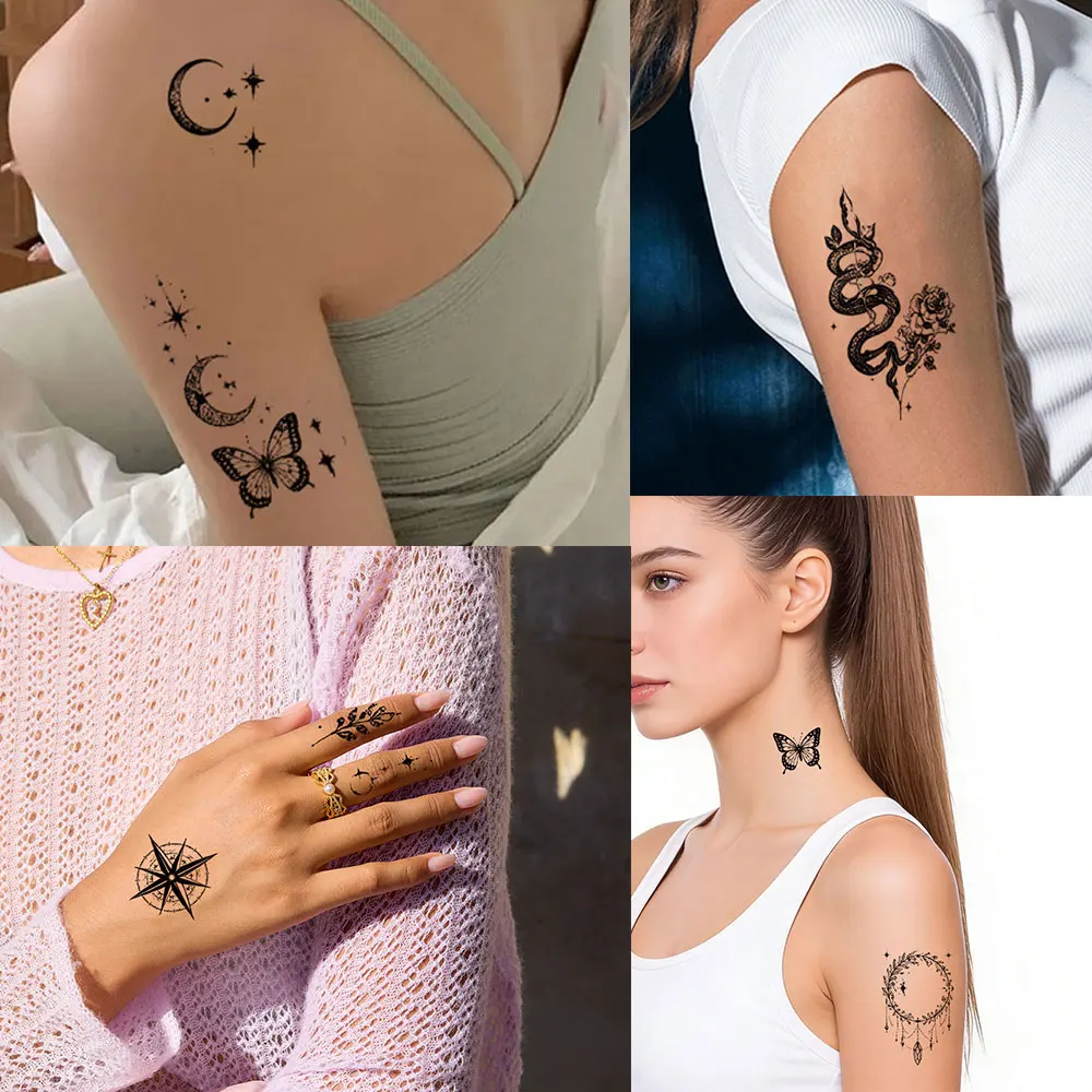30pcs Butterfly Waterproof Tattoo Stickers Flower Pattern Temporary Tattoos for Woman Hand  Fake Tattoo view 2