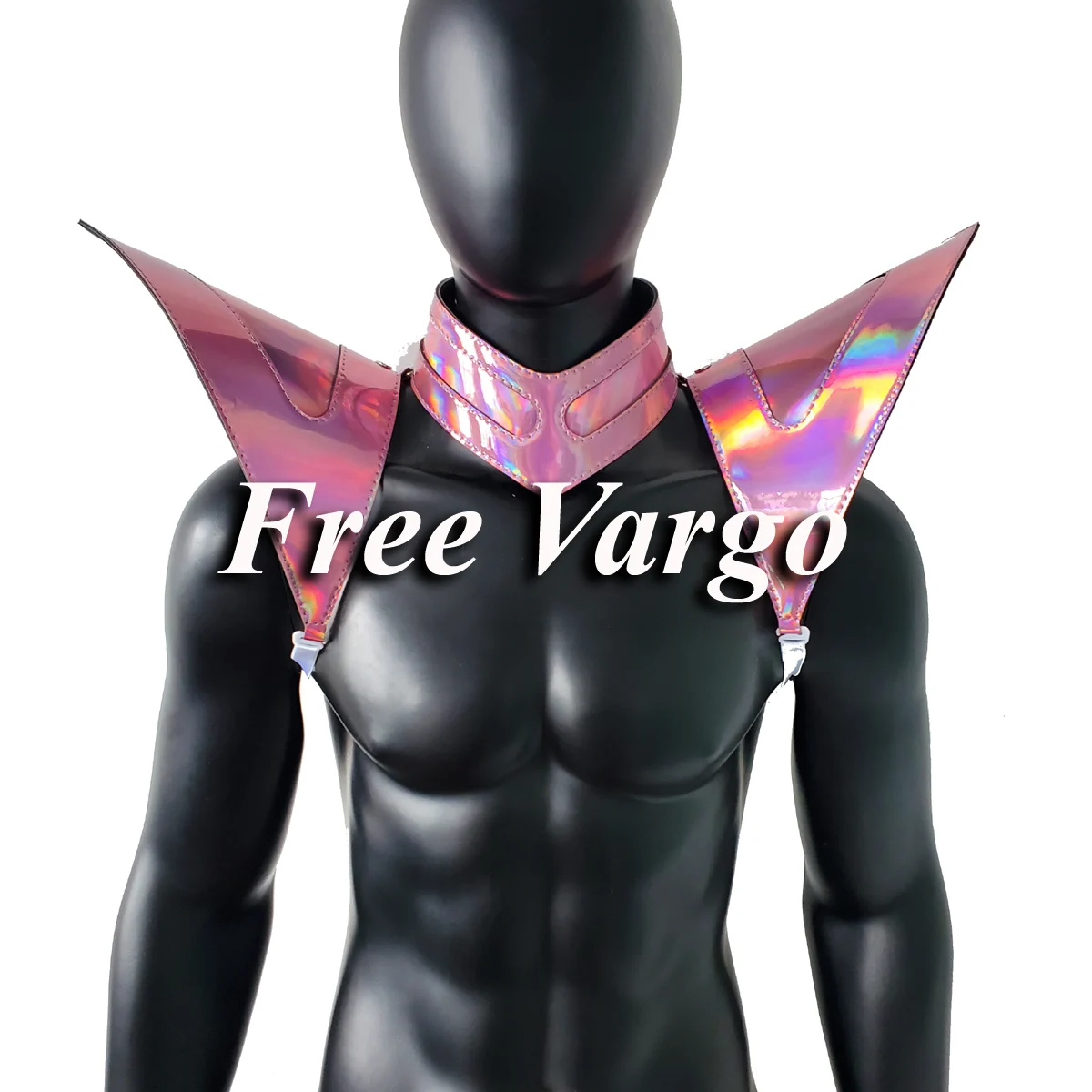 Burning Man Holographic Laser Pink Shoulder Pads Armor,Rave Festival Costume Shoulder Piece Armor Outfit Clothing