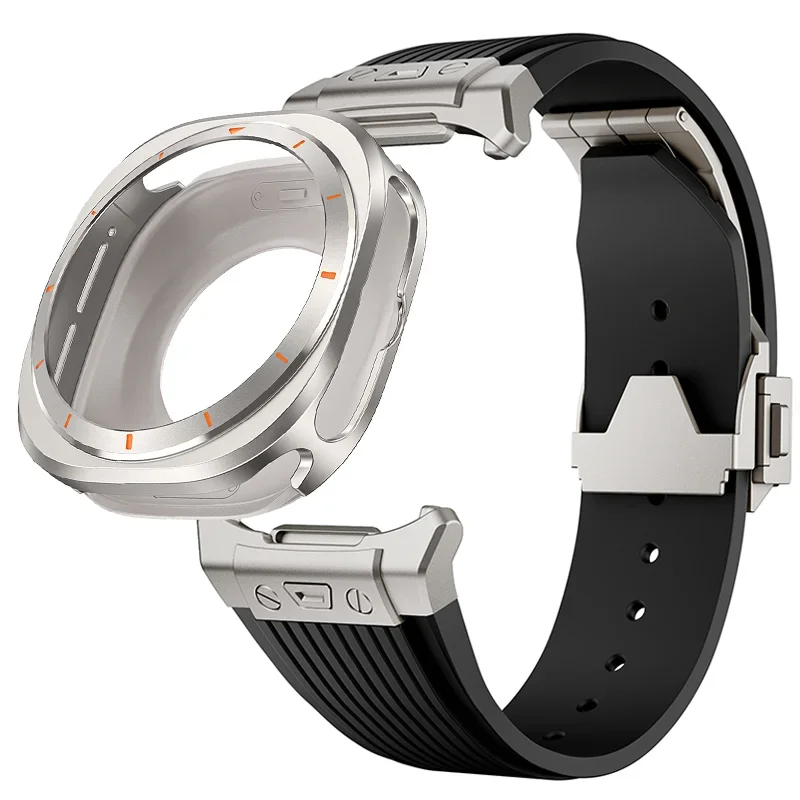 

Silicone Strap+Metal Case for Samsung Galaxy 7 Ultra 47MM NO Screen Film Hard Protective Cover Rubber Sport Band Accessories