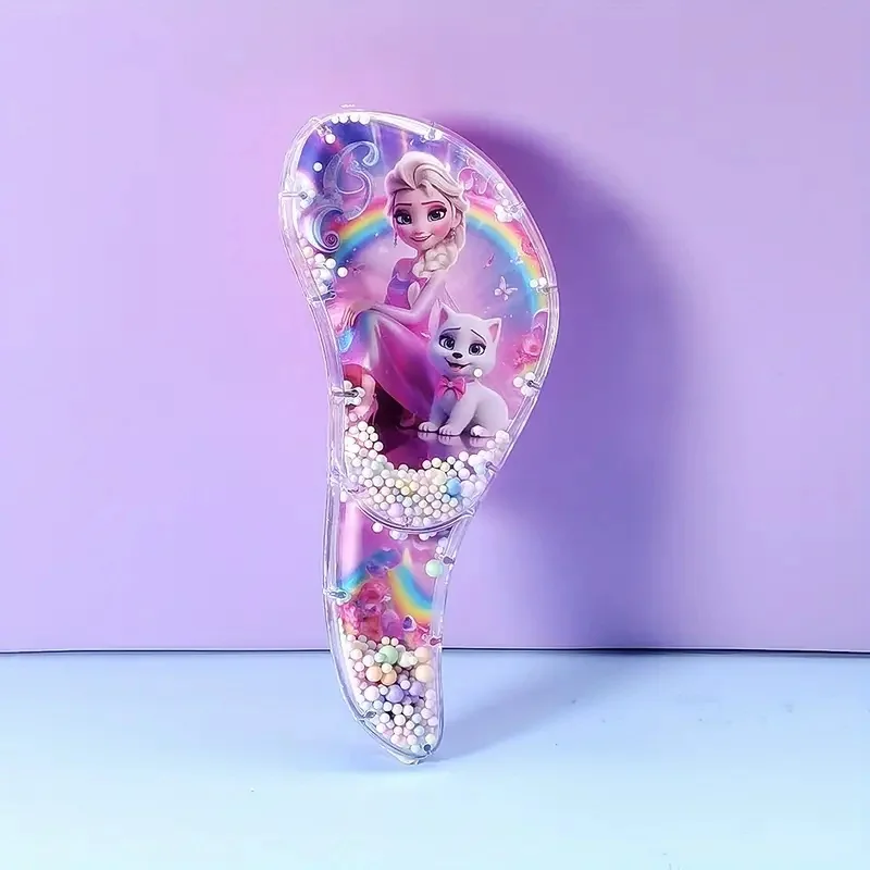 ديزني إلسا الهلال على شكل الترتر هزة تصفيف الشعر مشط جميل إلسا مطرزة وسادة هوائية مشط الشعر الاطفال الفتيات عيد الميلاد G