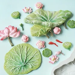 1pc, Lotus Chocolate Mold, Flowers Leaves Shaped Silicone Mold Chinese Candy Mold Fondant Mold Biscuit Mold Cake Decorating Tool