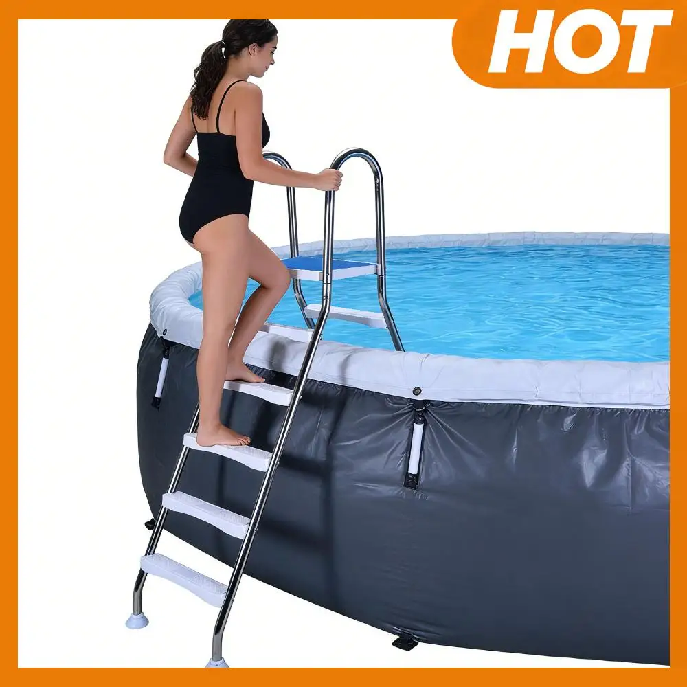 

5 Steps Ladder for 52 Inch High 304 Stainless Steel Pool Stairs with Double Handrails and Non-Slip Steps for Outdoor Use