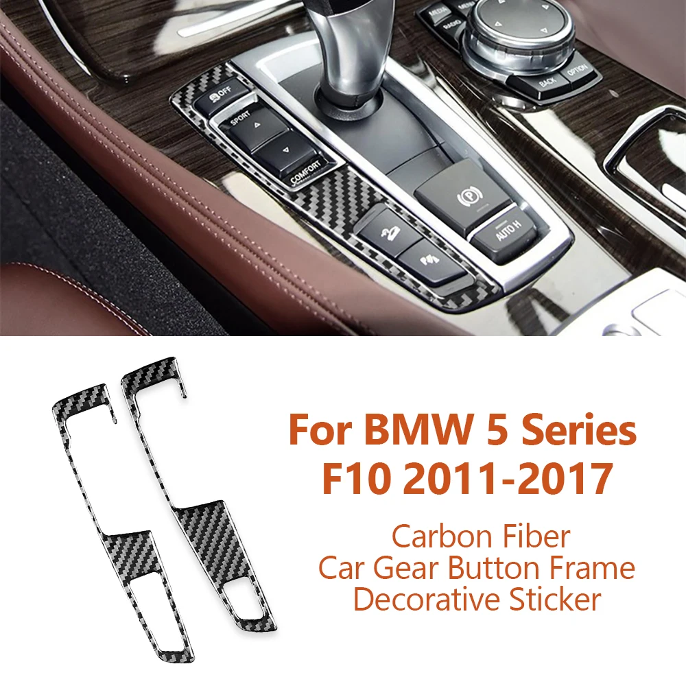 

For BMW 5 Series F10 525li 528 2011-2017 Carbon Fiber Car Gear Button Frame Decorative Stickers Interior Auto Accessoriess