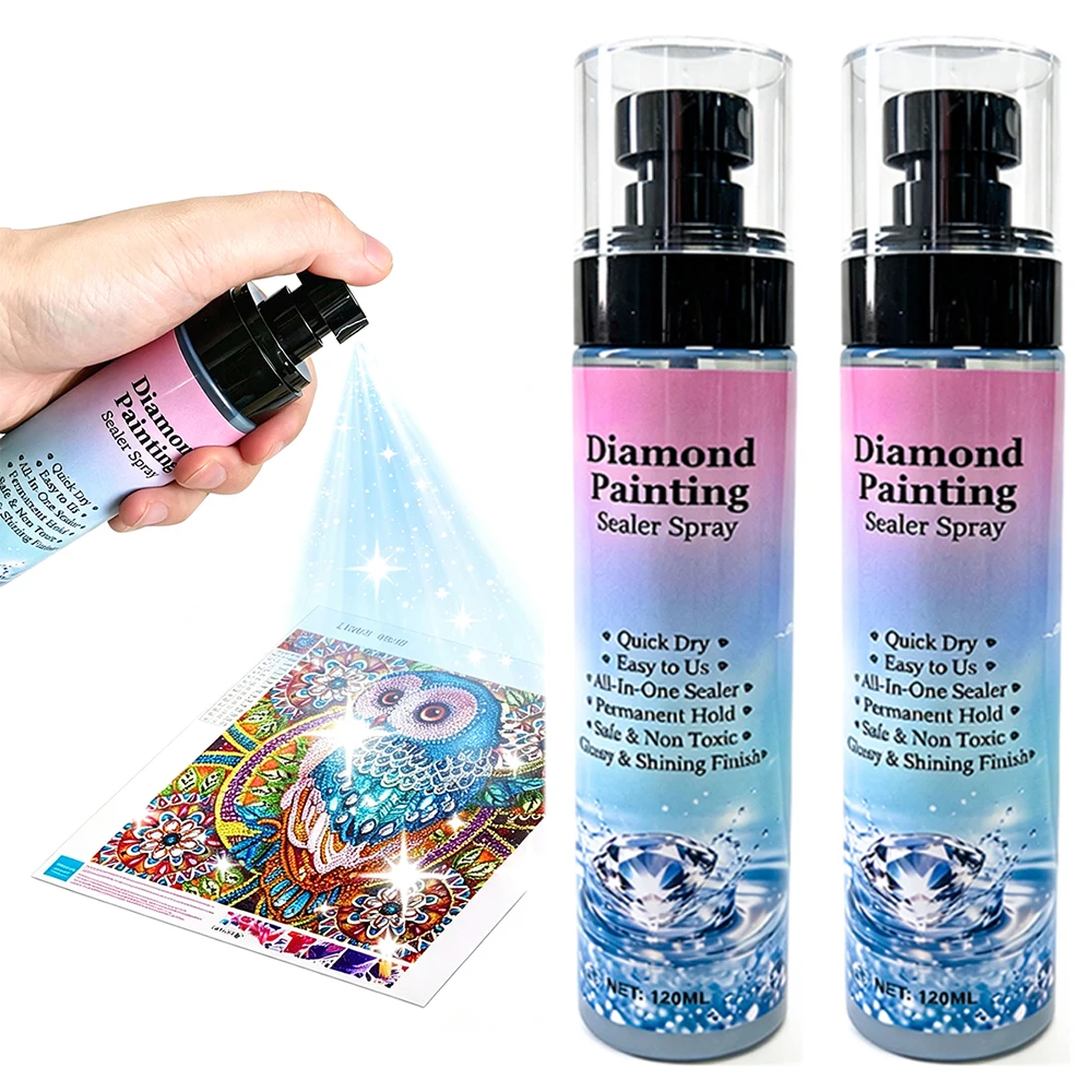 120ML Sealed Spray for Diamond Art Tools,brush Free Quick Drying Setting Agent, Lasting Brightening and Anti Diamond Falling Off