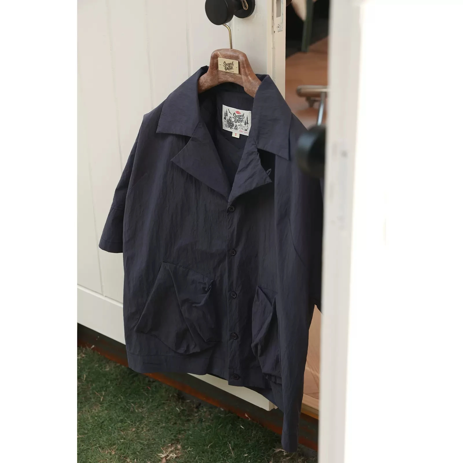 

Second Order Border Camp Shirt Loose Fit Cuban Collar Shirt With Zipped Pockets